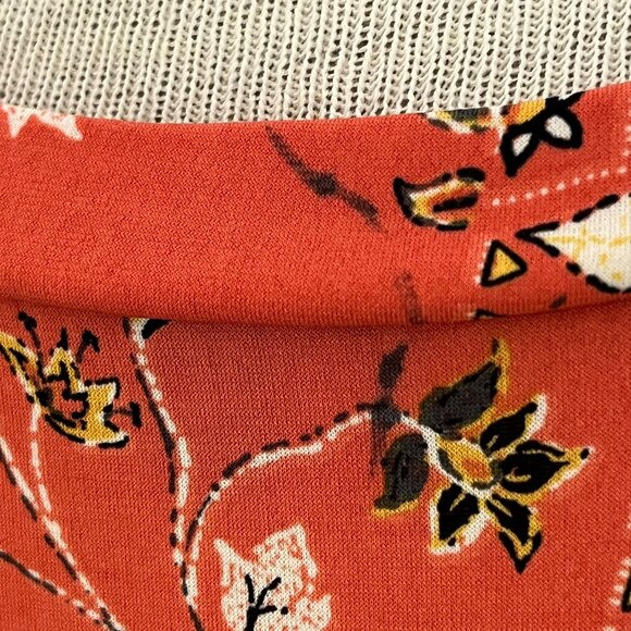 Torrid Orange V-Neck Floral Skater Dress Flutter Sleeve 24285 Size 2 - Picture 4 of 9